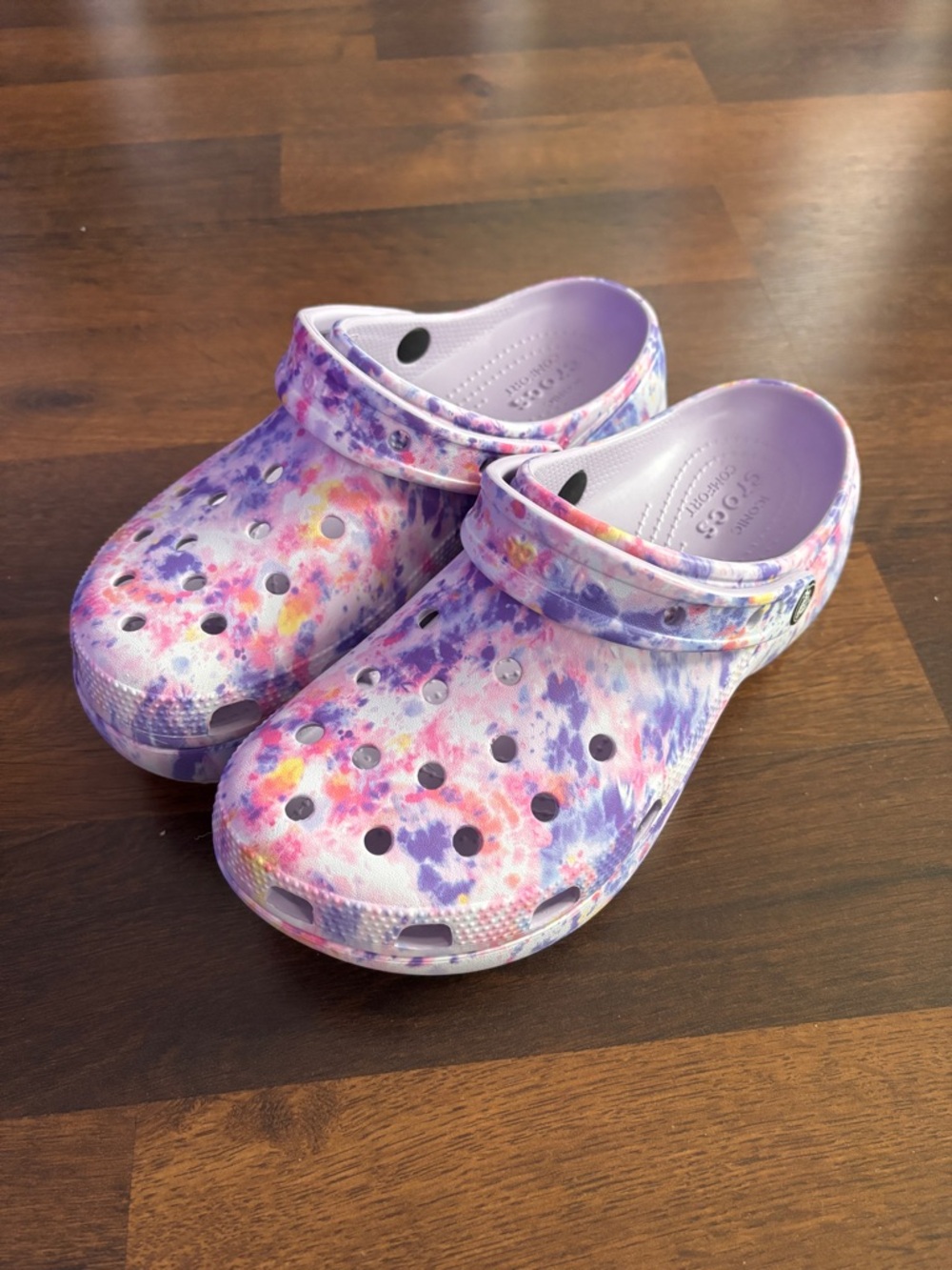 NWOT Lavender Tie-Dye Platform Clog Crocs